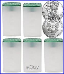 Lot of 100 Coins 2017 1 oz American Silver Eagle $1 Coin 5 Rolls 100 Troy Oz