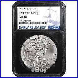 Lot of 10 2017 $1 American Silver Eagle NGC MS69 Early Releases Blue ER Label