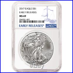 Lot of 10 2017 $1 American Silver Eagle NGC MS69 Early Releases Blue ER Label