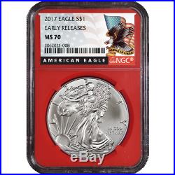 Lot of 5 2017 $1 American Silver Eagle NGC MS70 Early Releases Black ER Label