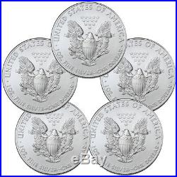 Lot of 5 2019 1 oz American Silver Eagle $1 Gem BU Coins SKU56933