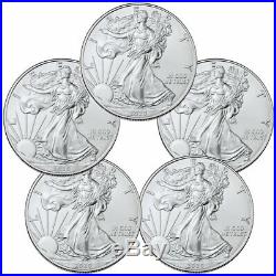 Lot of 5 2020 1 oz American Silver Eagle $1 Coins GEM BU PRESALE SKU59438