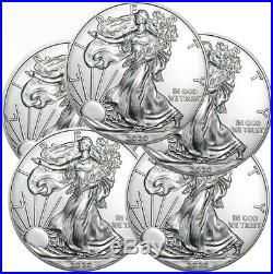 Lot of 5 2020 American Eagle Coins 1 oz. 999 Fine Silver