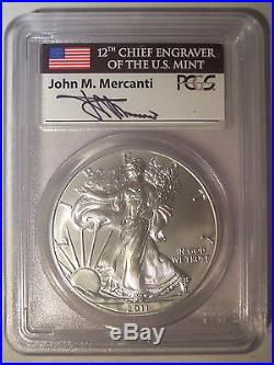 MERCANTI Signed 2011-S PCGS MS70 FIRST Strike SILVER EAGLE $1 Dollar $470+