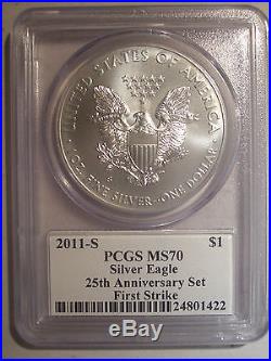MERCANTI Signed 2011-S PCGS MS70 FIRST Strike SILVER EAGLE $1 Dollar $470+