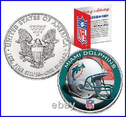 MIAMI DOLPHINS 1 Oz. 999 Fine Silver American Eagle $1 US Coin NFL LICENSED
