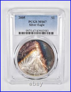 MS67 2005 American Silver Eagle Toning PCGS 1788