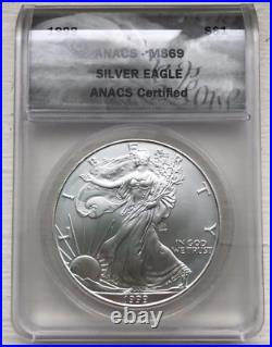 MS69 Silver Eagle Dollar ANACS Certified- 1999