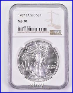 MS70 1987 American Silver Eagle Graded NGC 8609
