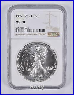 MS70 1992 American Silver Eagle NGC 2322