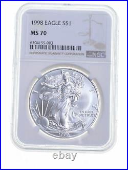 MS70 1998 American Silver Eagle Graded NGC 6020