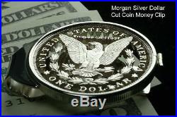 Morgan Money Clip 100 Year Old Large US Eagle Silver One Dollar Hand Cut Coin
