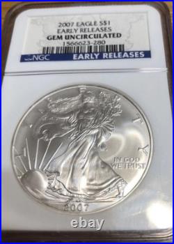 NGC 2007 Gem Uncirculated Early Release 1oz silver eagle NGC 2007 Gem Uncirculated Early Release 1oz silver eagle