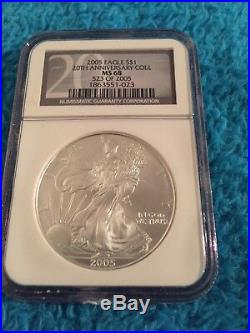 NGC SPECIAL 20th ANNIVERSARY 1986 THRU 2005 LIMITED SET OF SILVER EAGLES