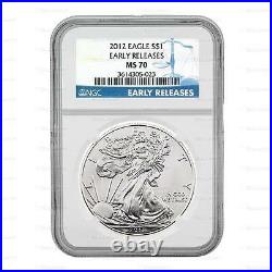 New 2012 American Silver Eagle 1oz Early Releases NGC MS70 Graded Slab Coin