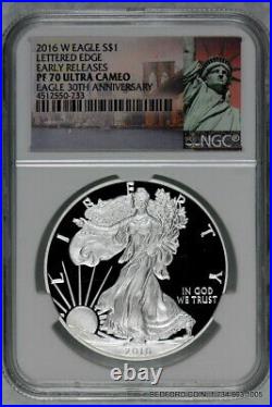 Ngc Pf70 Ucam Early Releases 2016-w American Silver Eagle Lettered Edge Proof $1