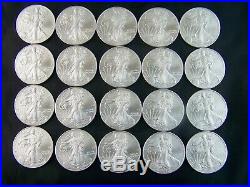 Nice 20 coin Roll of 2008 American Silver Eagles 1 oz. 999 Fine Silver Dollars