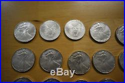 Original Roll of 20 BU 1995 American Silver Eagles. 999 Fine Silver Dollars