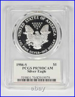 PR70DCAM 1986-S American Silver Eagle Mercanti Signed Graded PCGS 0323