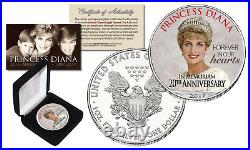 PRINCESS DIANA 20th Anniversary 1oz. 999 SILVER AMERICAN EAGLE U. S. COIN withBOX