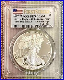 Pcgs Highest Appraisal 2016 American 1 Dollar Silver Eagle Coin Pr70Dcam Fs