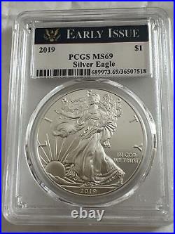 Pcgs Ms 69 2019 Silver Eagle With Cert
