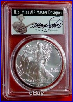 PoP 50! Burnished 2016 W SP70 SILVER EAGLE PCGS Hand Signed THOMAS S. CLEVELAND