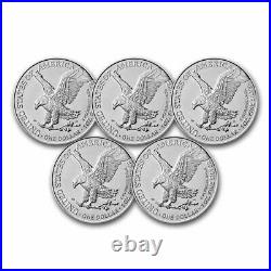 Pre-Sale 2021 1 oz American Silver Eagle BU (Type 2) Lot of 5 Coins