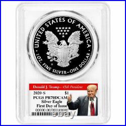 Presale 2020-S Proof $1 American Silver Eagle PCGS PR70DCAM FDOI Trump 2020 La