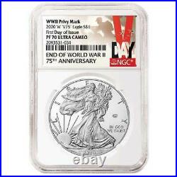 Presale 2020-W Proof American Silver Eagle World War II 75th NGC PF70UC V-Day