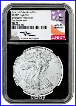 Presale 2020 (p) Silver Eagle Ngc Ms70 Mercanti Struck At Philadelphia First Day