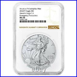 Presale 2021 (P) $1 American Silver Eagle NGC MS70 Emergency Production Brown