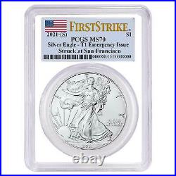 Presale 2021 (S) $1 American Silver Eagle 3pc. Set PCGS MS70 Emergency Issue F