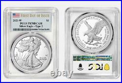 Presale 2021 W $1 AMERICAN SILVER EAGLE TYPE 2 PCGS PR70 DCAM FIRST DAY ISSUE