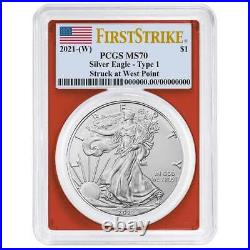 Presale 2021 (W) $1 American Silver Eagle 3pc. Set PCGS MS70 FS Flag Label Red