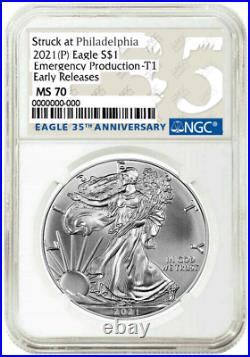Presale 2021 (p) $1 American Silver Eagle Ngc Ms70 Emergency Early Releases