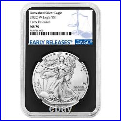 Presale 2022-W Burnished $1 American Silver Eagle NGC MS70 ER Blue Label Retro