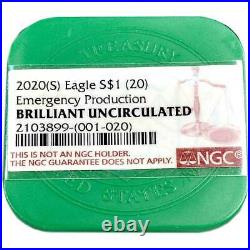 Presale 20 2020 (S) $1 American Silver Eagle NGC GEM BU Emergency Production