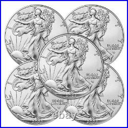 Presale Lot of 5 2022 $1 American Silver Eagle 1 oz BU