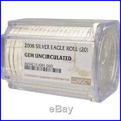 Roll of 20 2008 American Silver Eagle NGC Gem Uncirculated