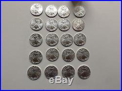Roll of 20 2013 Silver American Eagle 1oz. 999 US Mint $1 BU Coins
