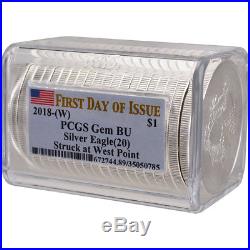 Roll of 20 2018-(W) American Silver Eagle PCGS Gem BU First Day of Issue