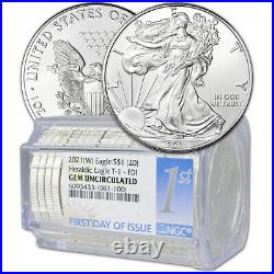 Roll of 20 2021 (W) American Silver Eagle NGC Gem Uncirculated First Day Issue