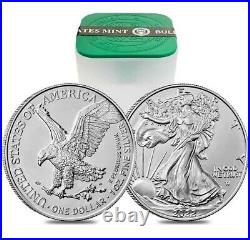 Roll of 20 2022 1 oz Silver American Eagle $1 Coin BU (Lot, Tube of 20)