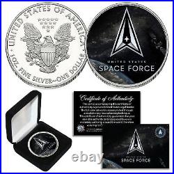 SPACE FORCE USSF Armed Forces 1oz PURE. 999 FINE SILVER AMERICAN EAGLE with BOX