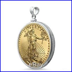 SPECIAL PRICE! 1 oz Gold American Eagle Coin (BU Condition) with Silver Bezel