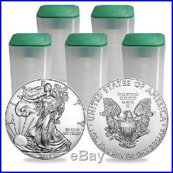 SPECIAL PRICE! 2018 1 oz Silver American Eagle BU (Lot of 100, Five Tubes/Rolls)