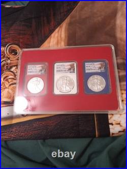 Set Of 2020 American Silver Eagle NGC MS70 Trump R, W, B Matching Serial Numbers Set Of 2020 American Silver Eagle NGC MS70 Trump R, W, B Matching Serial Numbers