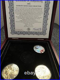 Set Of 3 2005 Holographic American Silver Eagle With Certificate Of Authenticity