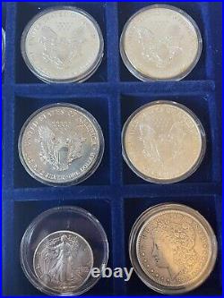 Set of 8 1oz Silver Proof Eagle Dollars + 3 Silver Dollars + Half Dollar
